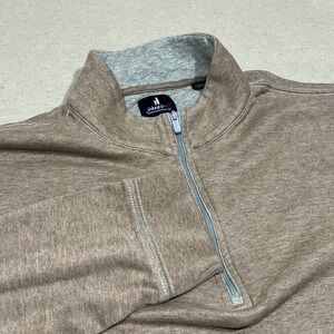 johnnie-O Mens Large Hank Quarter Zip Pullover Hazelnut Cotton Modal Spandex